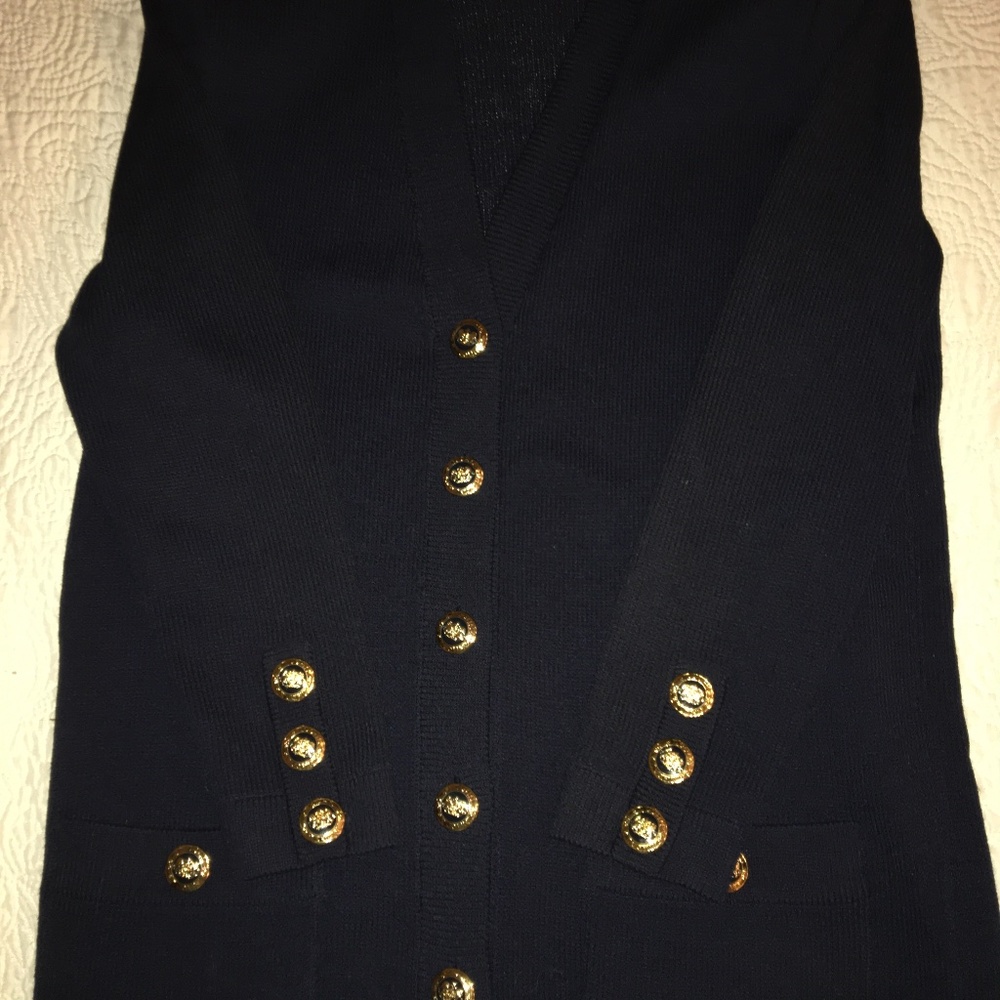 Navy Blue St. John Classic Fingertip Coat
